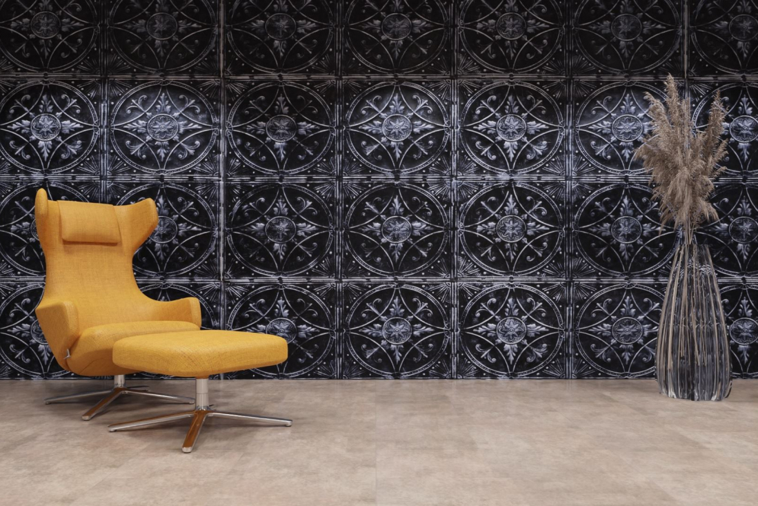 artStone Raumfoto Broderie noir argent